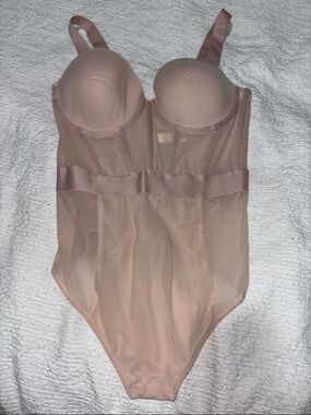 DKNY Women’s Nude Sheer Bodysuit with Underwire Cups